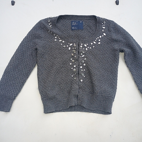 American Eagle Outfitters Gray Embellished Cardigan - Picture 1 of 3